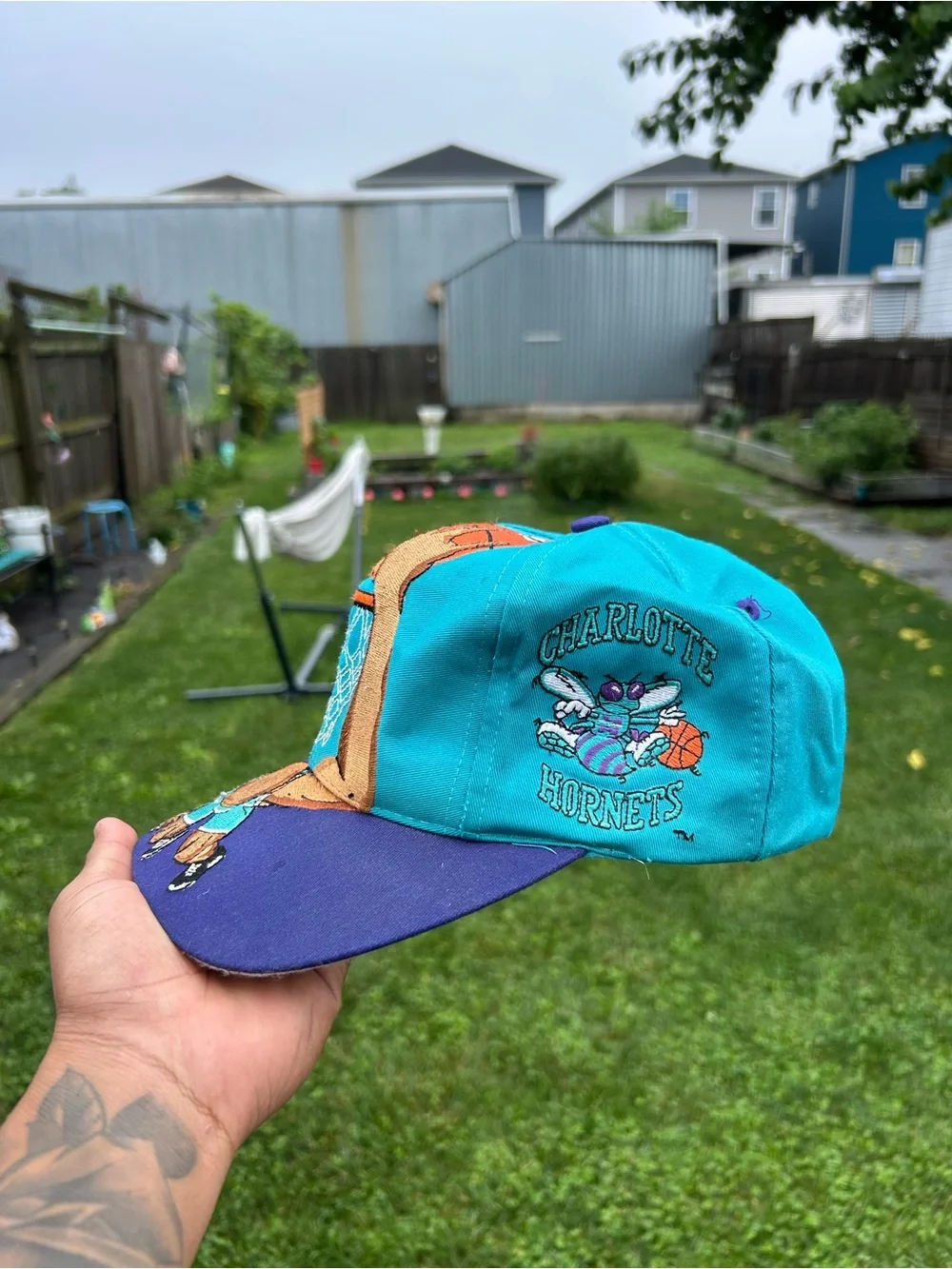 VTG Rare 90s Charlotte Hornets Drew Pearson Slam Dunk Snapback One Size Fits All